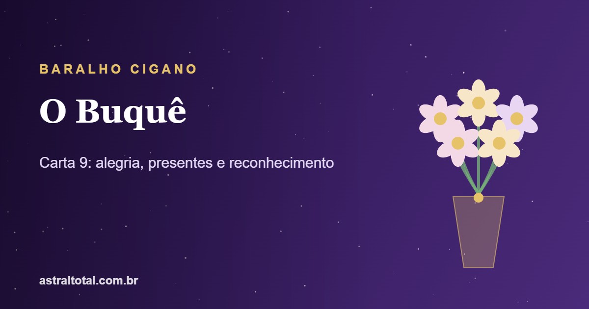 Ilustração de um buquê de flores representando a carta O Buquê do Baralho Cigano